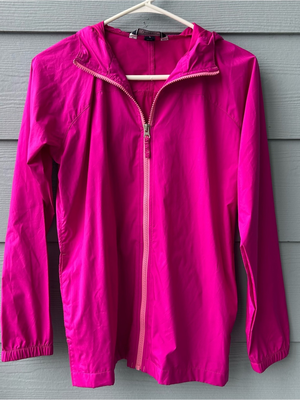 Lands' End Kids Hot Pink Hooded Lightweight Rain Jacket Size 14